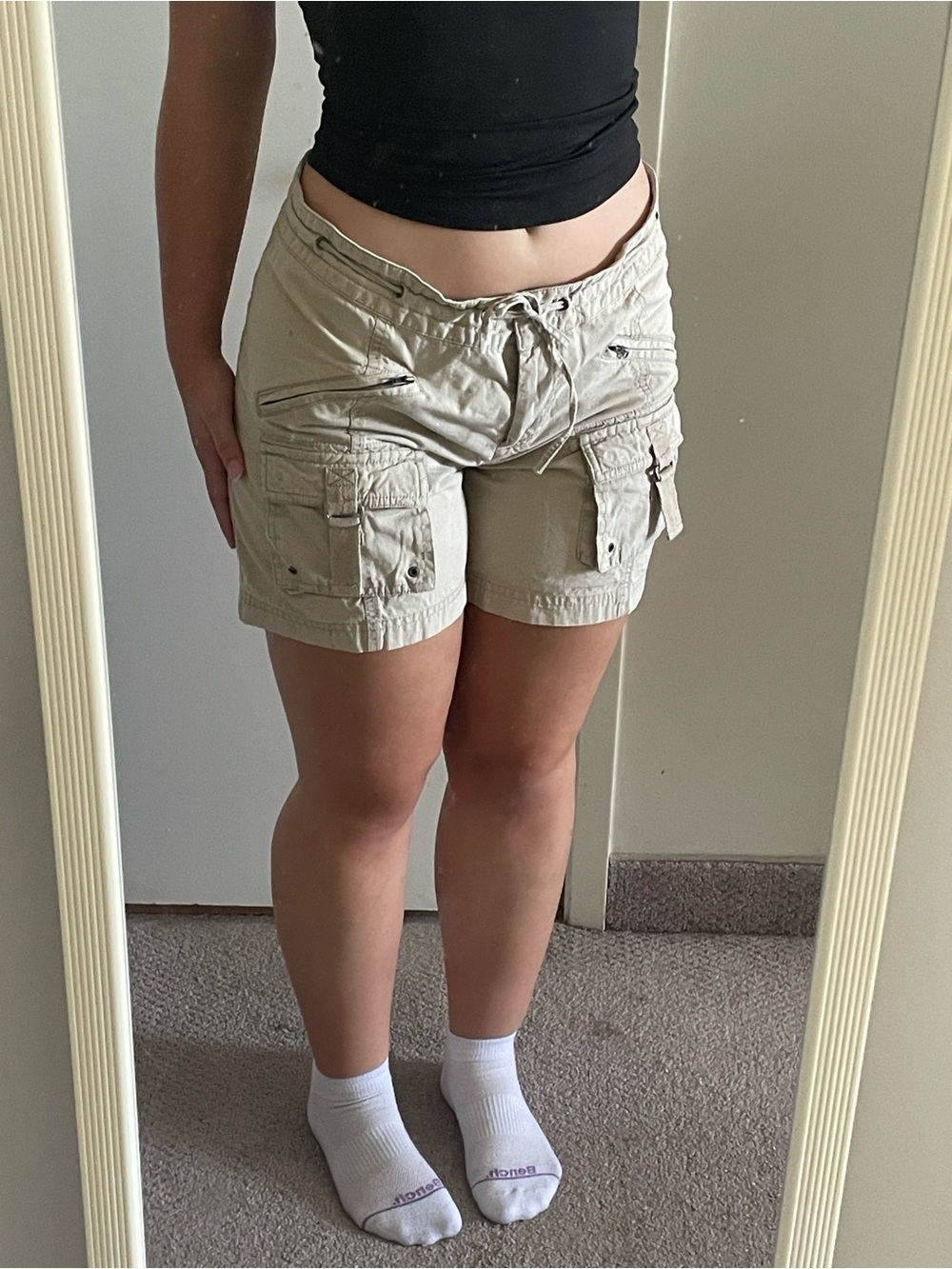 Cherokee Beige Cargo Drawstring Women's Shorts